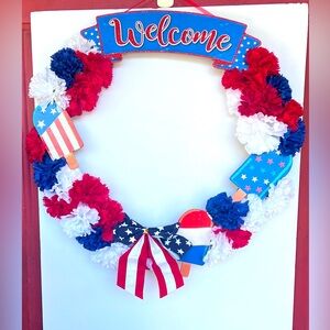4th of July wreath holiday decor front door decor floral wreath